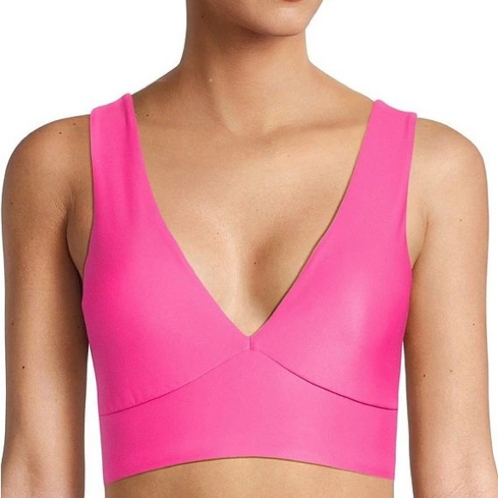 Antonio Melani Active Radiant Shine Coated Longline V-Neck Sports Bra